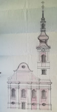 A Szent Teréz templom homlokzati rajza. Kauffmann Ferenc. 1773.